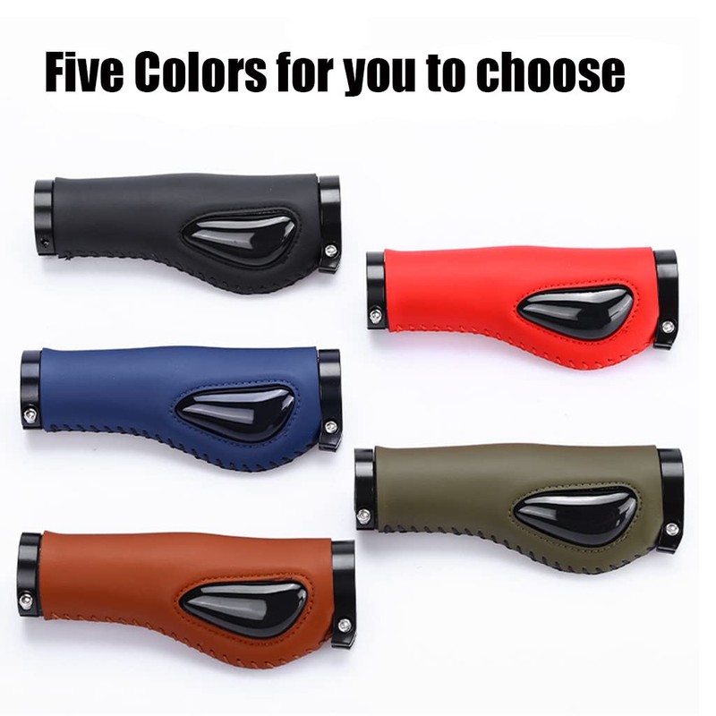 2 Pcs Bike Handle Grips PU Leather Bicycle Grips Sleeve