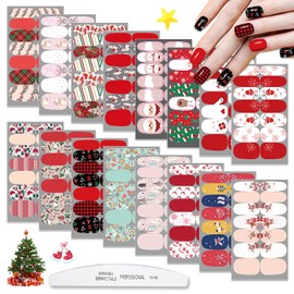 WOKOTO 16 Sheets Christmas Nail Polish Strips Full Nail Wraps for Women Nail Strips Nail Polish Stickers Santa Claus Elk Snow Man Christmas Tree Stick On Nail Polish Strips Christmas Nail Stickers