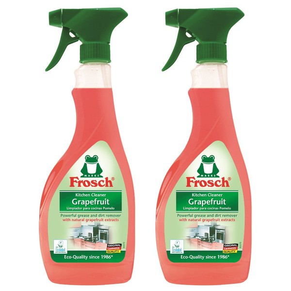 FROSCH Natural Grapefruit Multi-Surface Kitchen All Purpose Cleaner Spray, 16.9 fl oz (pack of 2)