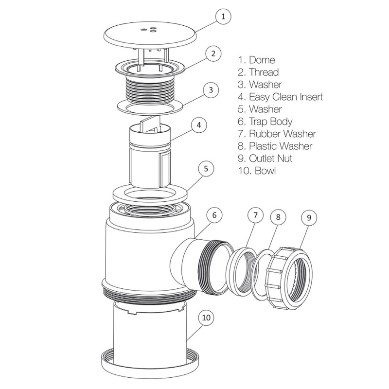 SPARES2GO Shower Trap for 50mm Tray Plug Hole 40mm 1.5"