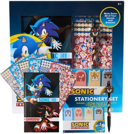 Innovative Designs Sonic Stationery Set for Kids, Sonic Journal, Stickers, Ballpoint Pen, Sticky Tabs, 60 Lined Pages