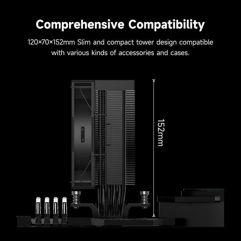 PCCOOLER CPU Air Cooler, 5×6mm Heat Pipes, 120mm ARGB Fan,