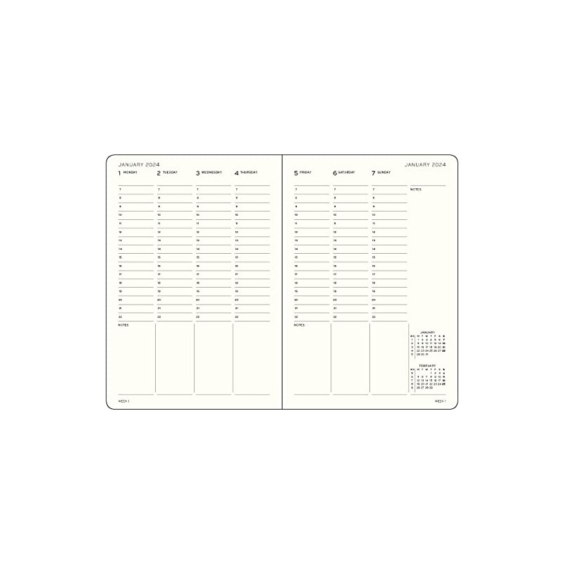 LEUCHTTURM1917 367836 Weekly Planner Medium (A5) 2024, 12 Months, Rising