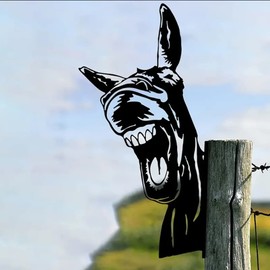 CCWORAN Metal Donkey Garden Ornaments For Fences Decorations Outdoor Home Donkey Animals Garden Decor Sculptures Rusty Cast Iron Silhouettes Tree Yard Wall Art Gift DonkeyA