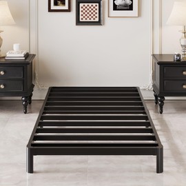 Lutown-Teen 5 Inch Low Twin Bed Frames with Rounded Corner Legs, 1000 LBS Heavy Duty Metal Twin Platform Bed Frame with Steel Slats Support, No Box Spring Needed, Noise Free, Easy Assembly