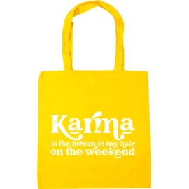 Hippowarehouse Karma is the breeze in my hair on the weekend Tote Shopping Gym Beach Bag 42cm x38cm, 10 litres