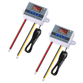 Alinan 2pcs 24V XH-W3001 Digital LED Temperature Controller Mini Thermostat Switch with Waterproof NTC 10K Thermistor Sensor Temperature Probe, -50℃ to 110℃ Heating/Cooling Temperature Control