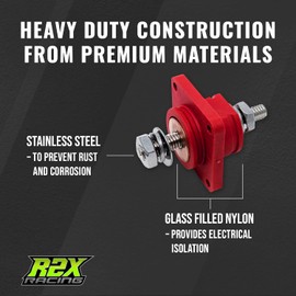 Battery Cable Flanged Bulkhead Connector + Insulator Boot - Heavy Duty Weatherproof 12V Copper Core 3/8 Post, 550 Amp Max Rating – for Marine, Solar, Car Audio - Made in the USA (Black)