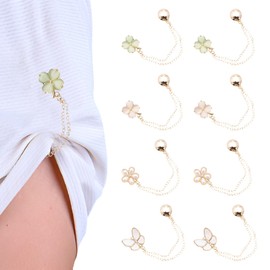 8 Pack Multi-Function Magnetic Clothing Clips– Elegant Shirt Clips for Women, Magnet Clothing Pins with Decorative Chain, Shortening Adjusters for Shirt Sleeves,T-Shirt Hems, Collar, Pants Hems