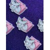 5pc. Cat Nap, Kitty Planar Resin Flatback, Cabochon, Bow Center,