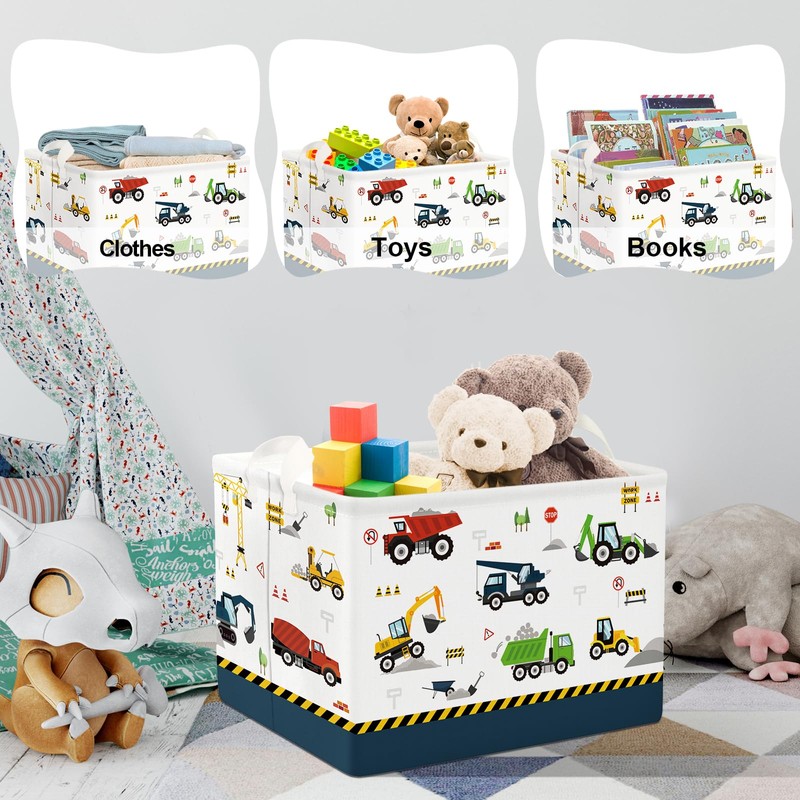 Clastyle Cartoon Construction Truck Shelf Basket Nursery Boy Room Car