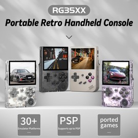 RG35XX 2024 Retro Gaming Consoles with 64GB Card rg35xx Handheld Game Console 3.5 inch IPS Screen Linux System Classic Emulator Hand Held Gaming Console Support HDMI TV Output Gray