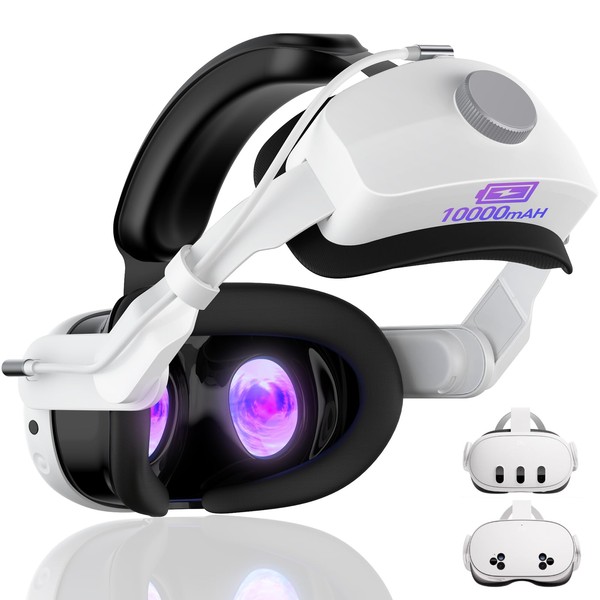 Head Strap with Battery for Meta/Oculus Quest 3/3S, 10000mAh Battery