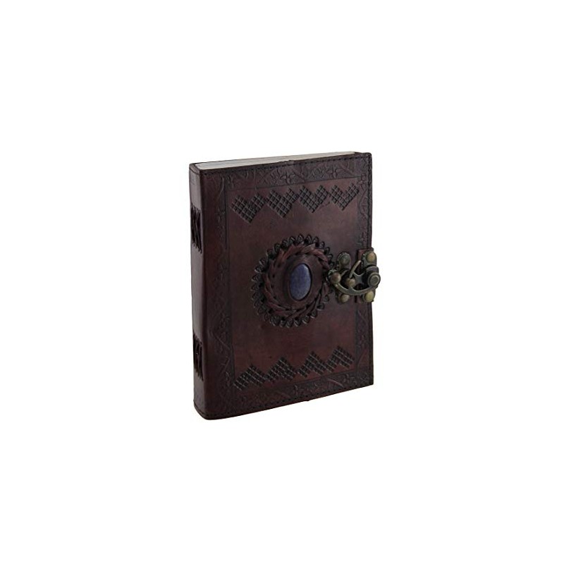 Embossed Leather Blue Stone 120 Page Unlined Journal with Clasp
