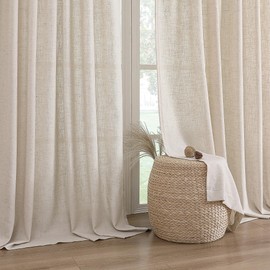 H.VERSAILTEX Extra Long Linen Curtains 108 Inches for Living Room Set of 2 Panels Grommet Drapes Thick Linen Fabric Privacy Curtains for Patio Door, 52" W x 108" L, Linen