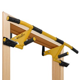 STOZM MultiEx Chin Up Bar – Unique Doorway Pull Up Bar for Home Gym Exercises with 450lbs Weight Capacity, Push Up Capability and TPE-Protected Grips (Brisk Yellow) (YR9T)
