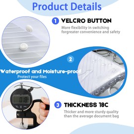 5 Assorted Color A4 Popper Wallets, Twill File Storage and Office Organization Supplies Lightweight Clear Plastic Paper Wallets with Snap Closures (5)