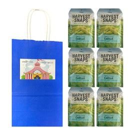 Big Top Deals USA Blue Paper Bag (5.25x3.2x8) with Snaps Veggie Chips Caesar 6-Pack – Custom Bundle Pack