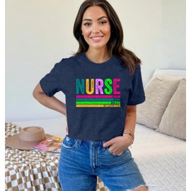 Ascrazy Women Nurse Shirt Nursing School T-Shirt Nurses Life Tee Nurse Day Tops Blue