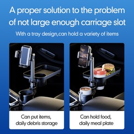 Car Cup Holder Multifunctional Cup Holder Expander with 360° Rotation Tray Mobile Phone Holder Adjustable Base Auto Front Back Seat Organizer (Size L, Green)