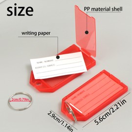 Plastic Key Tags with Label,24 Pcs Colored Key Fob Labels Tough Keychain Tag Identifier with Split Ring for Luggage, 8 Assorted Colors.