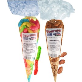 Sour Worms Gummy Gummi And Almonds Cinnamon Roasted Delicately (NET WT 15 OZ) Gourmet Kruise Signature Gift Bags