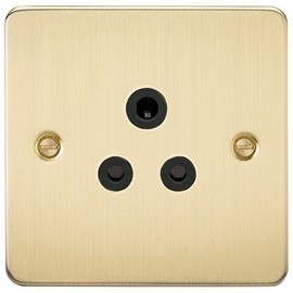 Knightsbridge FP5ABB FPAV5ABB Flat Plate 5A Unswitched Socket-Brushed Brass with Black Insert, 230 V