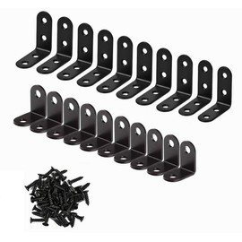 (20 pieces) 1.6 x 1.6 x 0.7 inches (40 x 40 x 19 mm) + 0.8 x 0.8 x 0.6 inches (20 x 20 x 16 mm) L-shaped angle brackets, right angle brackets, shelf brackets, corner braces, joint, metal fittings, 60