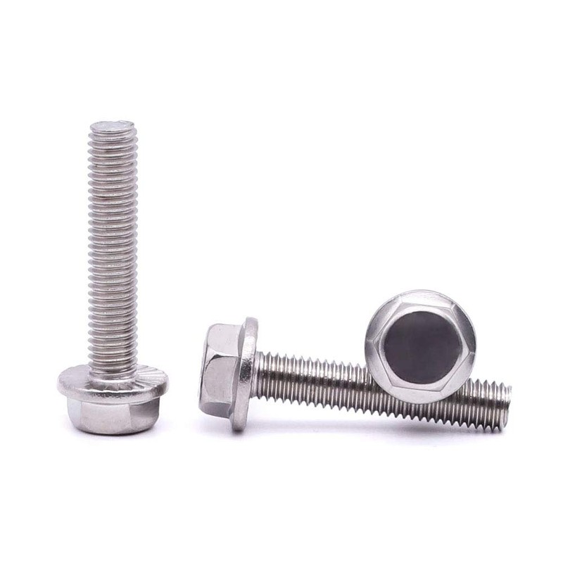 M5-0.8 x 16mm Hex Flange Bolt (0.63" Thread Length), DIN6921,