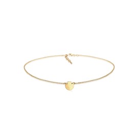 Elli Women Genuine Jewellery Necklaces Pendant Neckwear Circle Basic Geo Plate Matt Choker 925 Sterling Silver Gold Plated Length 36 cm