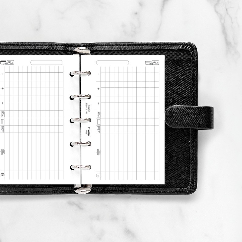 Filofax Organizer Refill, Mini Size, Finances Refill, White Paper, 4.125"