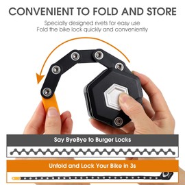 ICOCOPRO Folding Lock, 85 cm Bicycle Lock with Key & Holder, High Security with 26 Steel Segments, E Scooter, Bicycle Locks for Mountain Bike/Road Bike/BMX/MTB (Black)