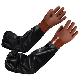 Nobgum 24" Long Rubber Chemical Gloves, Heavy Duty Long Waterproof Gloves with Cotton Lining, Full Arm Pond Glove for Dishwashing Cleaning Gardening Resist Strong Acid, Alkali, Oil, XLL