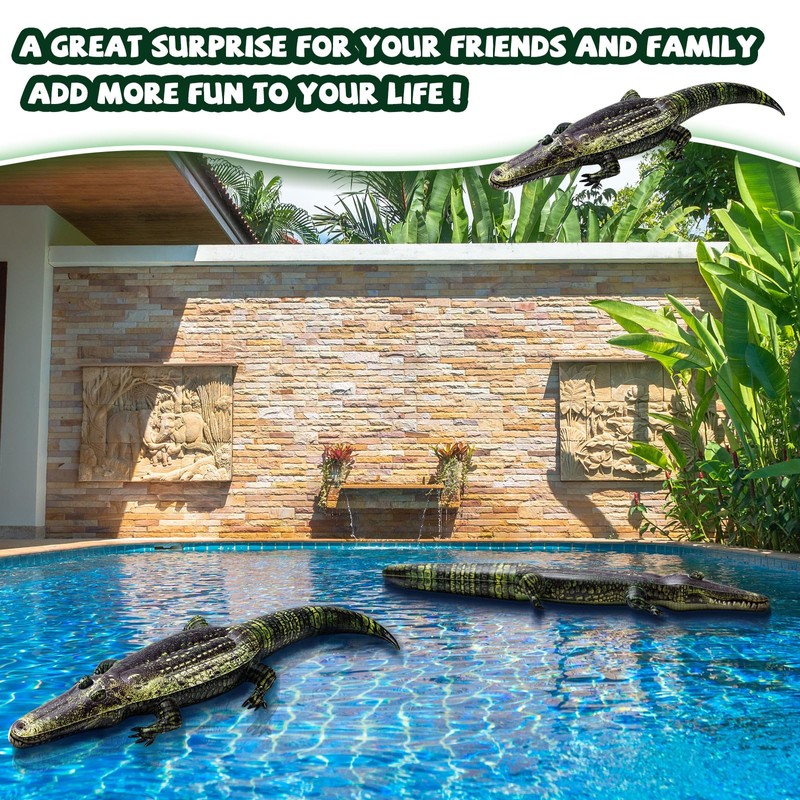Liliful 2 Pcs 49 Inch Inflatable Alligator Pool Float Floating
