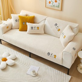 Bobomon Sherpa Fleece Sofa Couch Cover Non Slip Soft Warm Plush Corner Sectional Sofa Slipcover Fuzzy Faux Fur Covers for Dogs Pets Kids