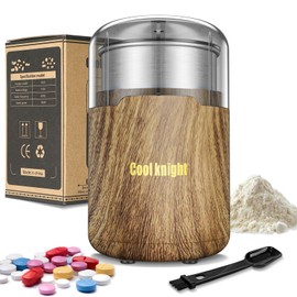 COOL KNIGHT Electric Pill Crusher, 150W Pill Grinder Suitable for Grinding and Crushing Various Pills、Small or Large Medicines and Vitamin Tablets to Fine Powder (Wood Grain)