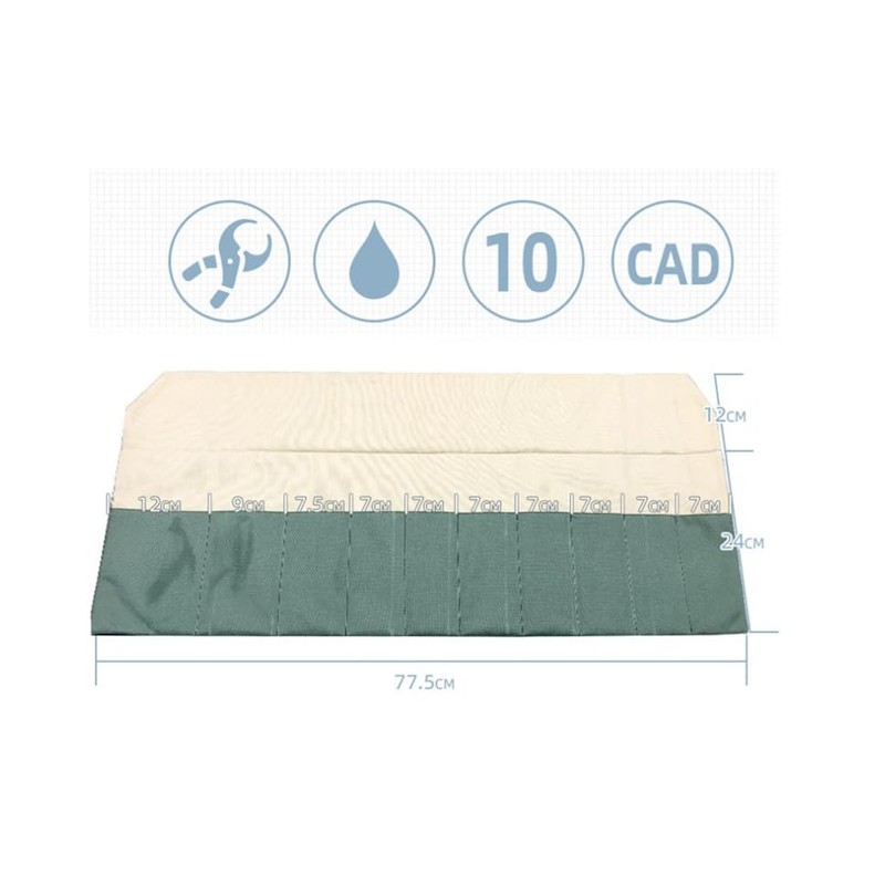 Topyond Bonsai Tool Roll, 10 Pockets Waterproof Canvas Bonsai Tool