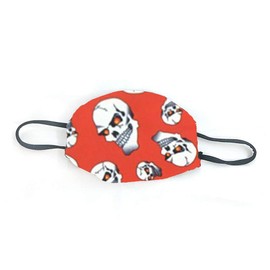 Adult Family Stretchy Washable 2 Ply Comfy Ear Loop Multi Purpose Face Mouth Cover (One Size (Adult), Red Skulls)