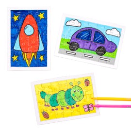 Plain White Jigsaw Puzzle Blanks for Children to Draw, Colour & Make their own Puzzle - Pack of 6