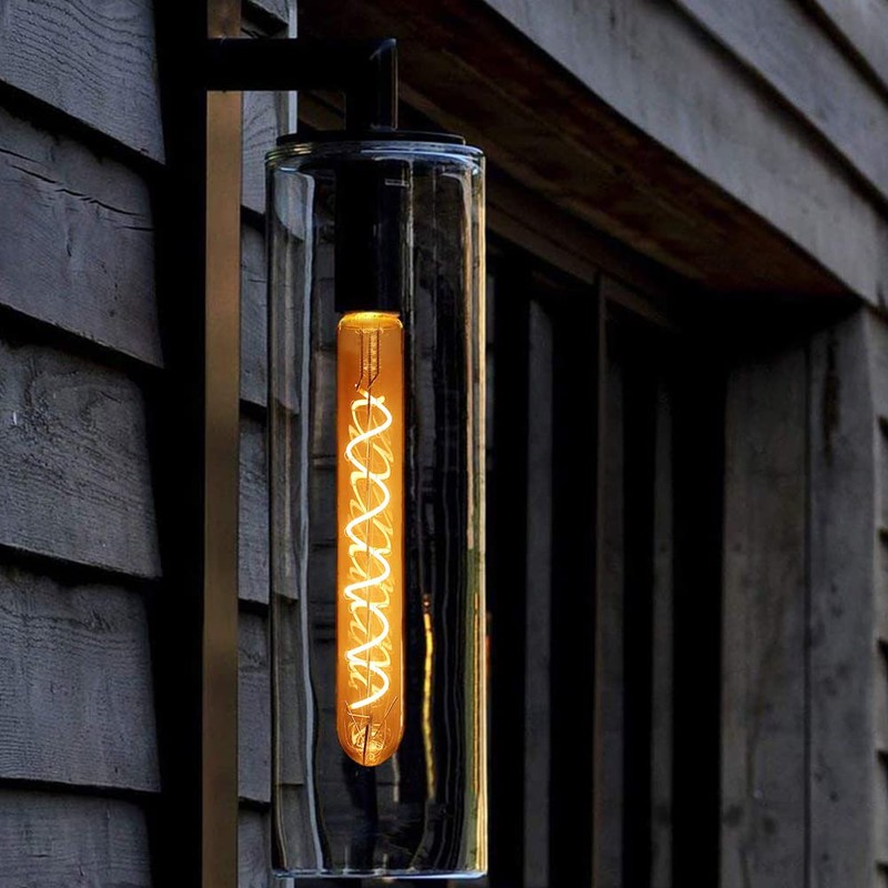 Leools Vintage LED Spiral Filament Bulb T10, 8.9inch Long Tubular