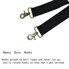 JFFCESTORE Men's Suspenders Heavy Duty 4 Hook Suspender Adjustable Elastic Braces 1.4 Inch Wide for Big and Tall Men (Black)