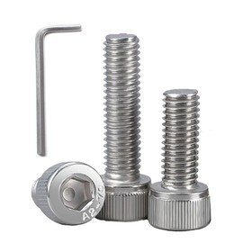 BACSHBY Pack of 20 M5 x 12 mm Cylindrical Hex Socket Cap Screws Flat Head Stainless Steel A2 V2A Full Thread Screws Cylinder Head Screws Allen Screws with Wrench