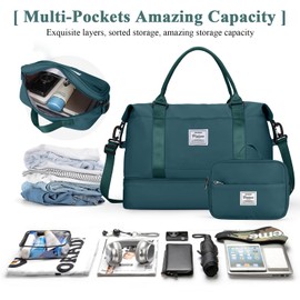 Travel Duffel Bag with Shoes Compartment, Weekender Overnight Bag for Women,Carry on Personal Item Bag,Gym Bag with Toiletry Bag