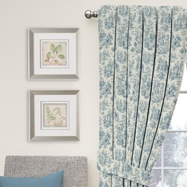 Waverly Charmed Life Decorative Window Treatment Rod Pocket Curtains for Living Room, Single Panel, 52" x 63", Cornflower