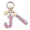 Pink Blue White Initial Letter Keychain Gift for Women Girls