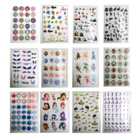 Woohome 41 PCS Resin Stickers Transparent Decorate Stickers Kit, 39 Sheets Resin Stickers and Scissors Tweezers for Silicone Resin Molds, Transparent Decorate Stickers for UV Resin Craft