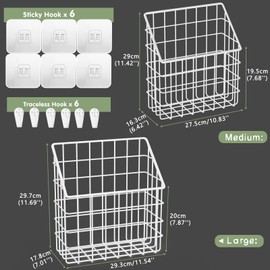 2 Pack Bath Toy Storage Organizer Basket, Large Metal Bathtub Toy Holder, Wall Mounted Hanging Shower Basket, Bath Toy Organizer For Bathtub for Easy Access and Sorting Toys/Clothes/Toiletries