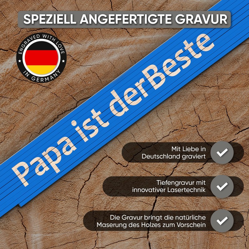 andSmile "Papa ist der Beste" Ruler with Engraving, Ruler Made