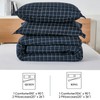 Navy Plaid Comforter Set Queen Size, 3 Pieces Blue Grid