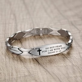 LinnaLove Religious bracelet for Women Bible Verse bracelets Inspirational Faith Christian Jewelry Birthday Gifts for Women (Do Not Fear...-Silver)